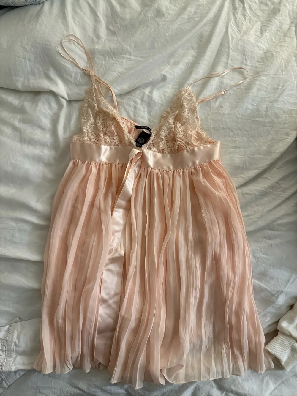 Victoria's Secret Sheer Lace & Pleated Chiffon Nightdress in Blush Pink